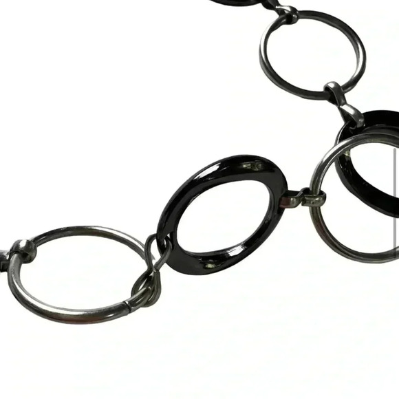 Silver Tone Gun Metal Gray Circle Chain Link - Picture 2 of 12